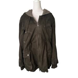Free People army green lined utility jacket size S